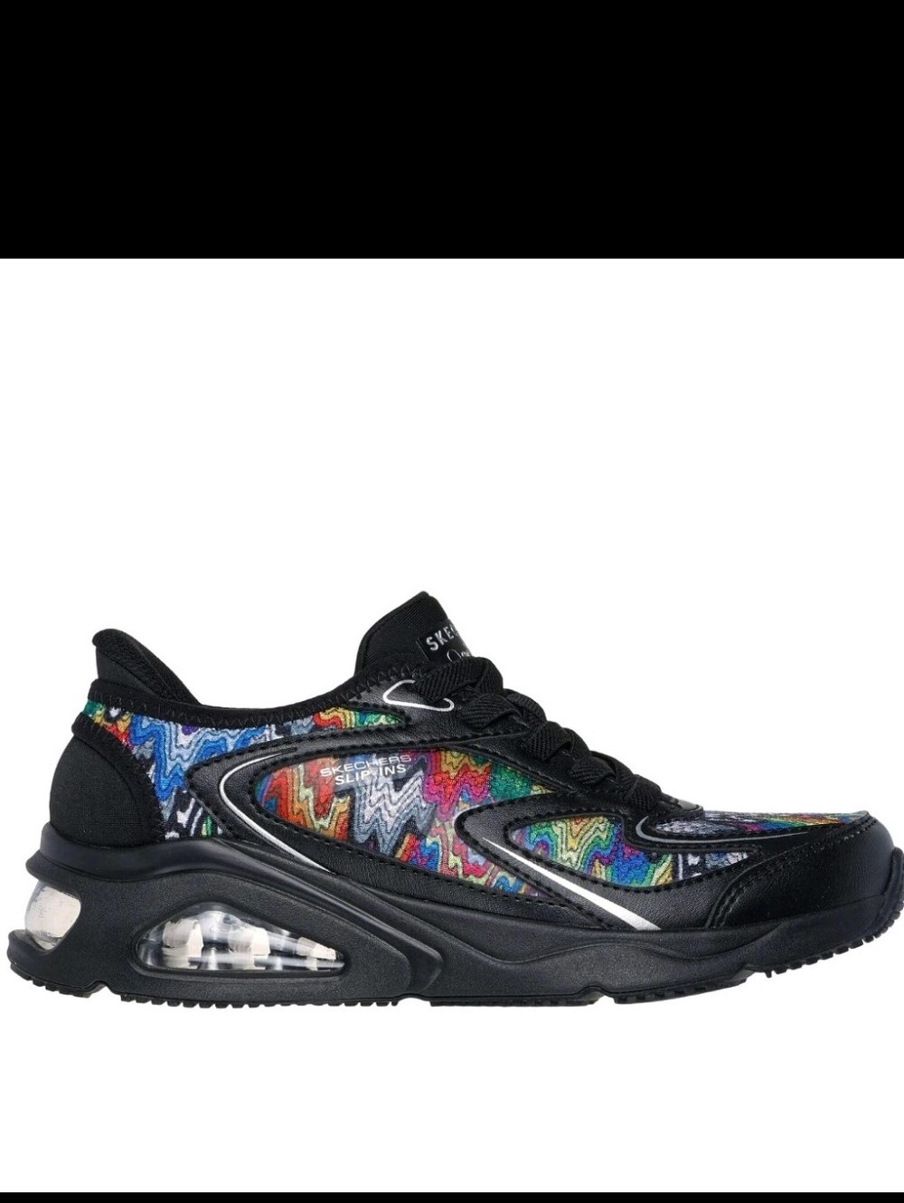 Skechers Black Sneaker with Vibrant Multicolor Wave Panels